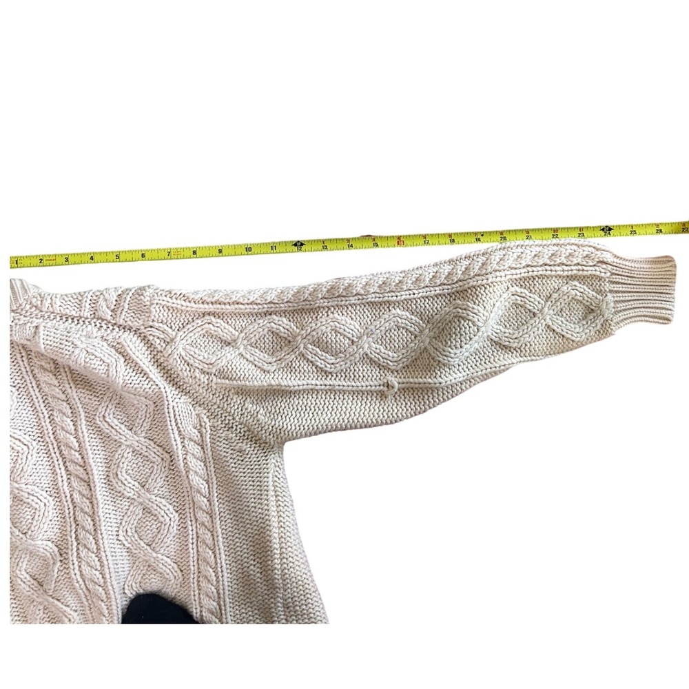 Woodstock Cream Cable‎ Knit Button Up Vintage Cardigan Sweater - Picture 6 of 8